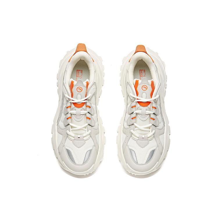 Anta Sizzling Lifestyle Collection Abrasion Resistant Breathable Low Top Chunky Sneakers Men's White Gray Orange 912028881-1