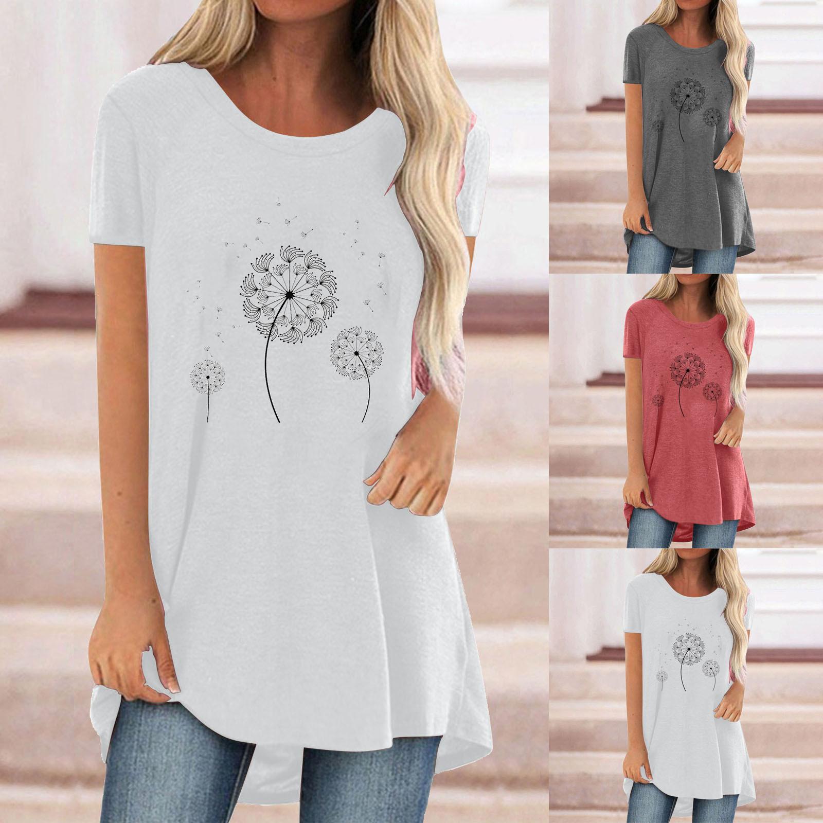 

Folulus женская модная блузка с коротким рукавом и принтом, туники, рубашки, футболка, топ