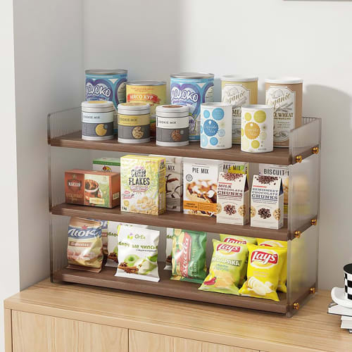 

Scandinavian Design Large Capacity Cup Stand, Multi-Purpose Storage Rack Made of Wood and Acrylic - Perfect for Cups, Cosmetics, and Condiments, Perfe