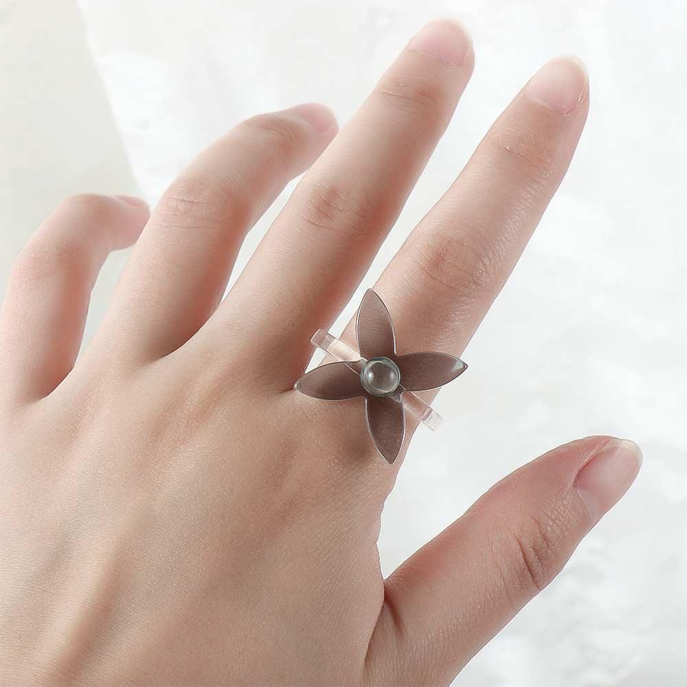 Transparent Resin Acrylic Flower Geometric Fashion Accessories Open Finger Ring Ring Joint Ring