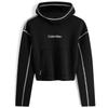 Reflective Stripe Letter Print Hooded Pullover Sweatshirt Women Tops Space-Black 4WF3W325-001