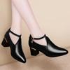 Lady Casual Street Autumn Media Heels Shoes Leathers Women High Quality Square Heel Short Ankle Boots Botas Femininas