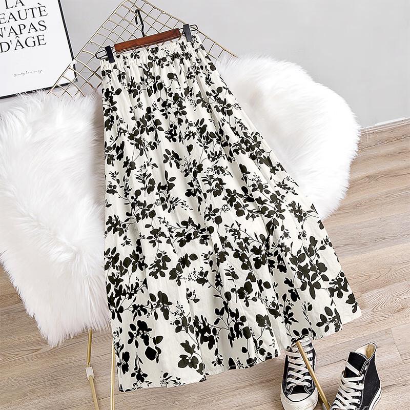 Women's High-Waist Floral A-Line Midi Skirt