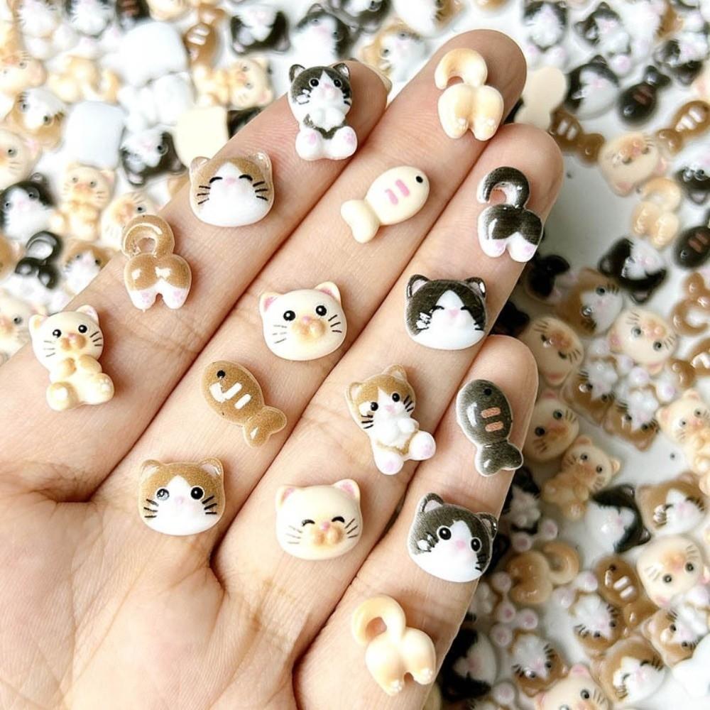 Little Fish Series Nail Art Charms Cartoon Mini Cat 3D Decorations Nail Decorations  for Nail Art