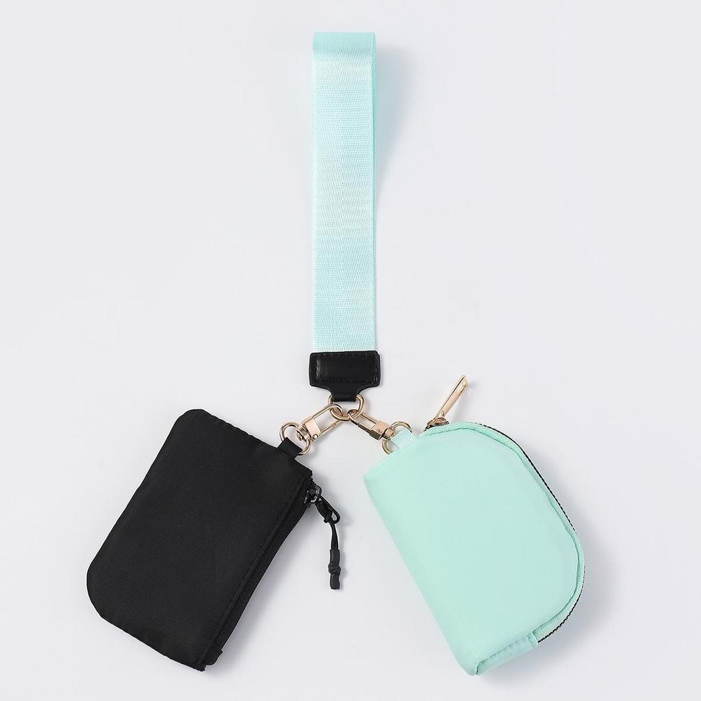 LULU Color Block Waterproof Nylon Coin Purse & Wristlet Key Bag