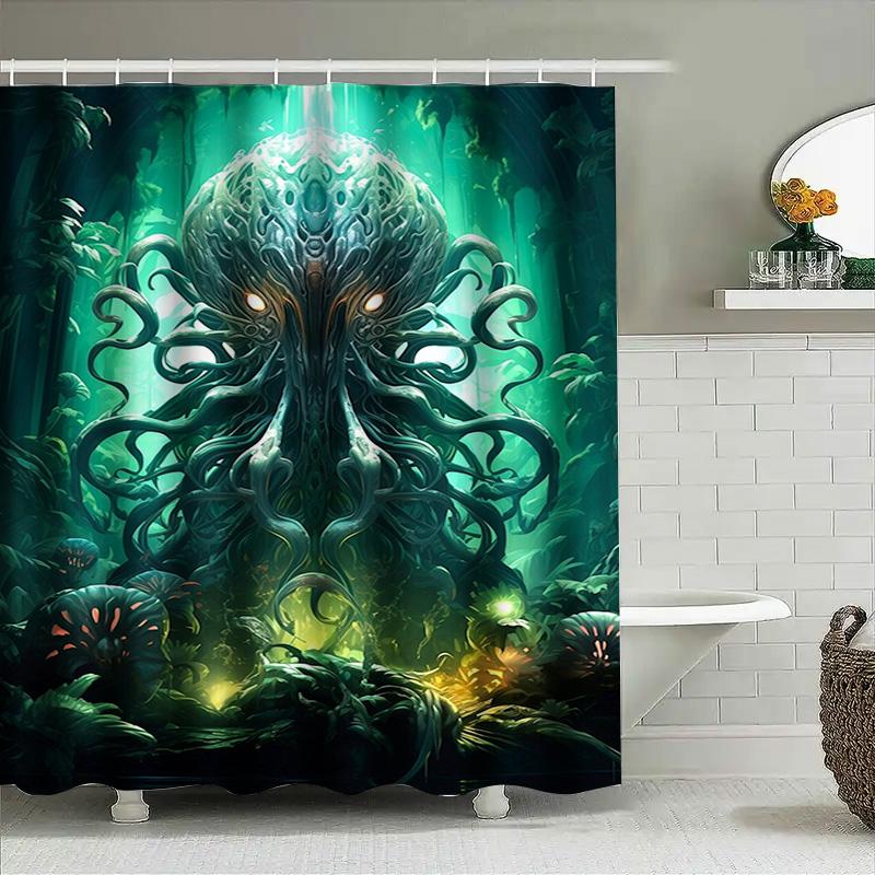 Fantasy Octopus Shower Curtain Waterproof Fabric Modern Bathroom Decor