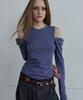 HERETIC Button Cut-Off T-Shirt / Purple-Navy