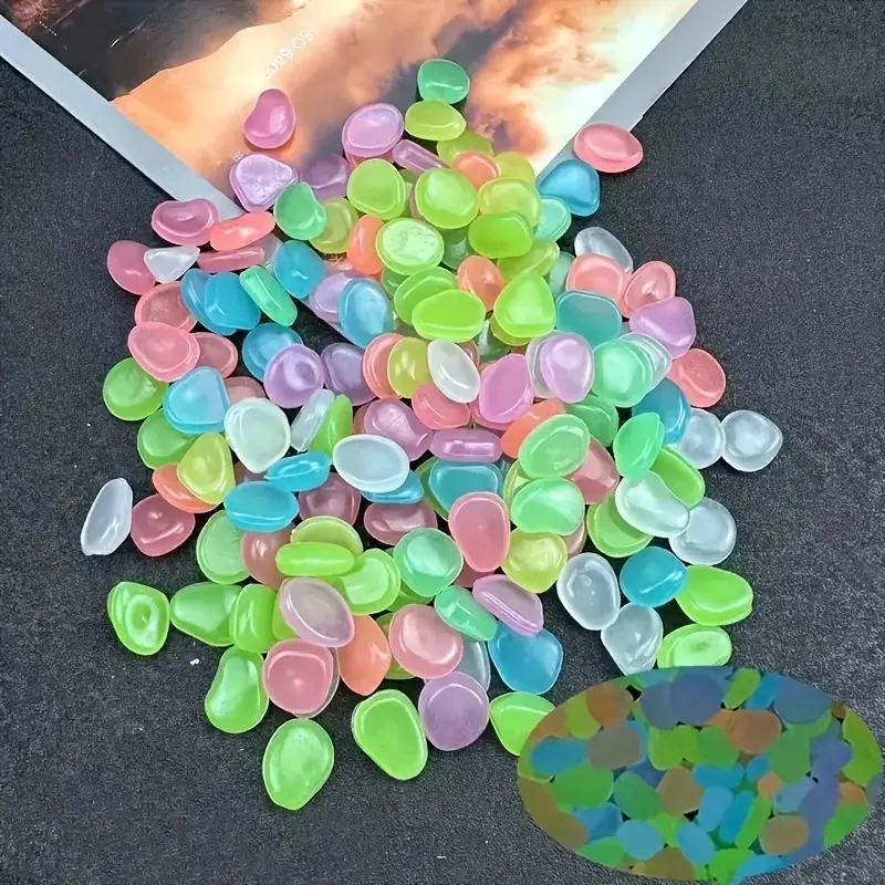 Mini seixos luminosos para exterior, acessórios para mini jardim em vasos, decorações para jardim, suprimentos para jardim, decoração para aquário, pedra brilhante