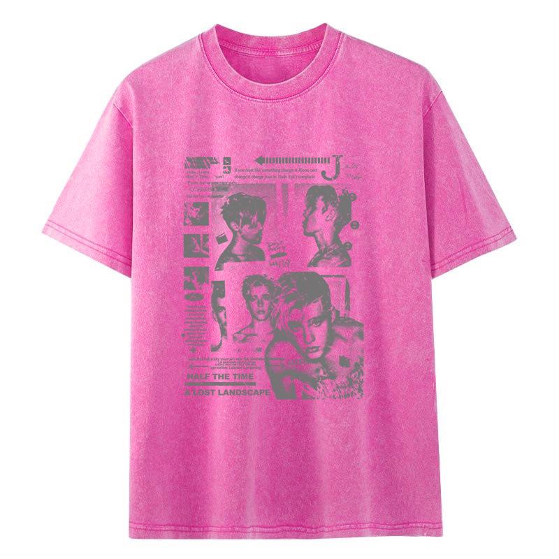 

Unisex Washed Distressed Cotton Short-Sleeve T-Shirt - Loose Fit, Early Spring Trendy Brand XL