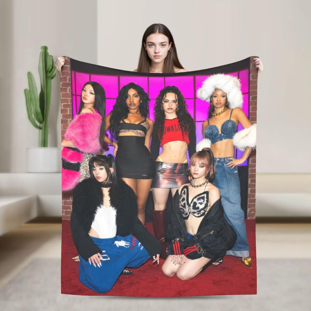 Katseye Kpop Flannel Blankets Winter Soft Durable Bedding Throws for Children Outdoor Graphic Bedspread Sofa Bed Cover