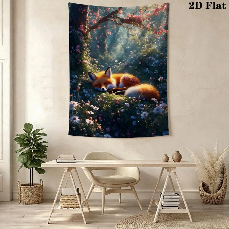 Sleeping Fox Pattern Home Decor Tapestry, Wall Hanging, Decorative RV Wall Cloth.MGT0918152