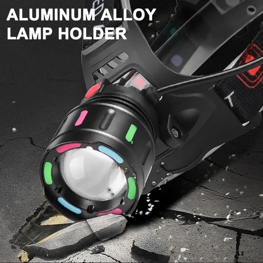 Multifunctional LED Headlamp USB Rechargeable Powerful Head Flashlight Camping Search Light Front Headlight Lantern