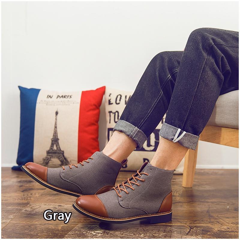 canvas leather boots