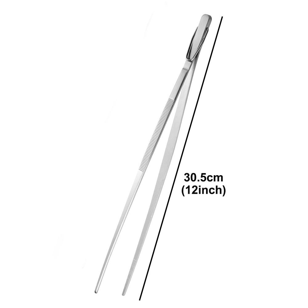 10/12Inch Food Tweezer With Hook Non-Slip Barbecue Grill Tongs Multifunctional Stainless Steel BBQ Steak Clip