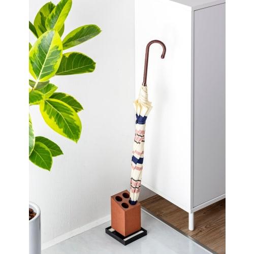 Anesti Umbrella Stand, Brown, 4-Stand, Approx. 12.5cm H x 12.5cm W x 17cm H, Kalari Diatomaceous Earth, Built-in, Slanted Umbrella Stand, HO1957