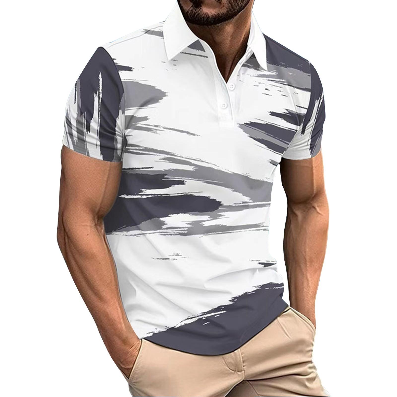 

Мужская рубашка с коротким рукавом и лацканами с весенним принтом, мужская повседневная модная рубашка XL