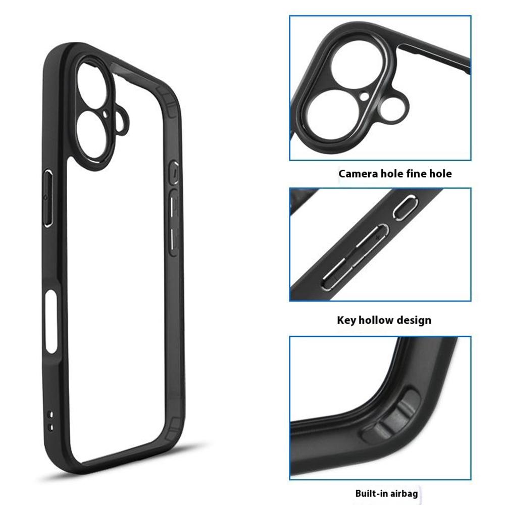 For iPhone 16 Plus Case Shockproof PC+TPU Clear Back Phone Cover