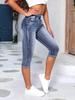 Women's Jeans Elastic Waist Drawstring High Waist Ripped Jeans