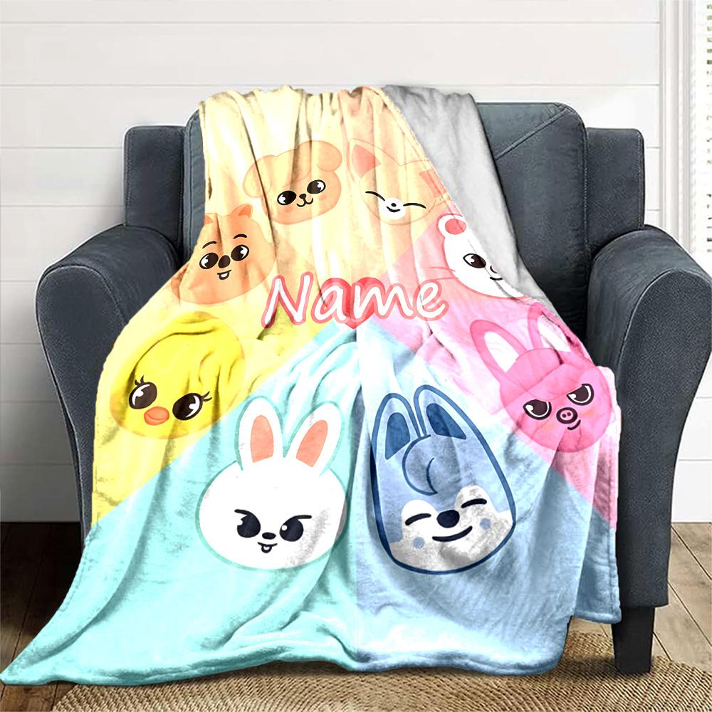 Customizable Kpop Team7 Throw Blanket – Personalized Name, All-Season Cozy Snug Blanket, Machine Washable, Personalized Blanket