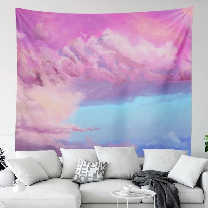 Colourful Cloud Sky Tapestry Cartoon Illustration Decorative Tapestry Super Beautiful Tapestry Dust Cloth Bedroom Decoration