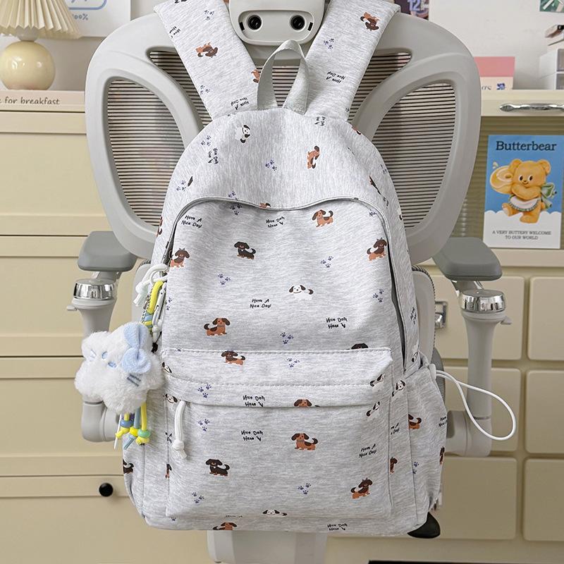 Schoolbag cute puppy schoolbag girls junior high school backpack high value ins style niche backpack casual versatile