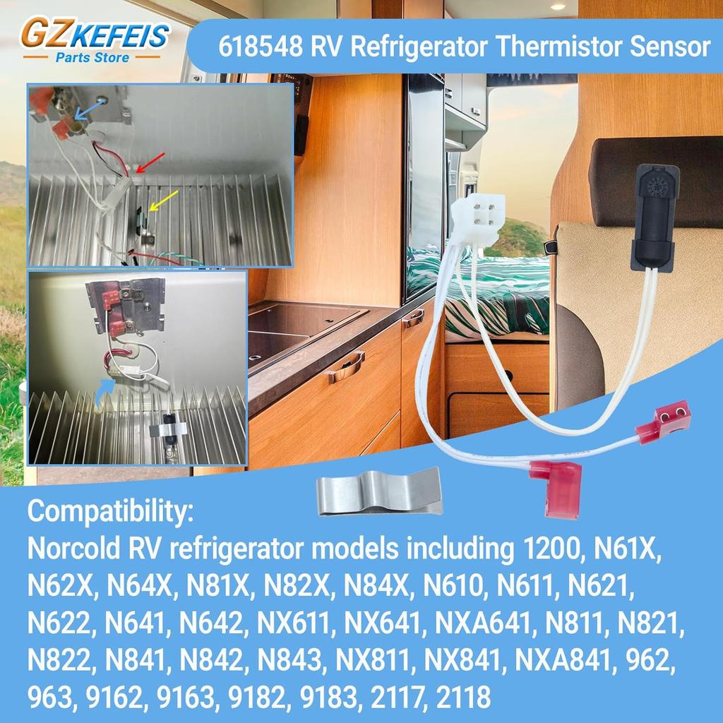 Norcold 618548 RV Refrigerator Replacement Thermistor Assembly Compatible with Models 1200 N61X N62X N64X N81X N82X N84X N610 N611 N621 N622 N641