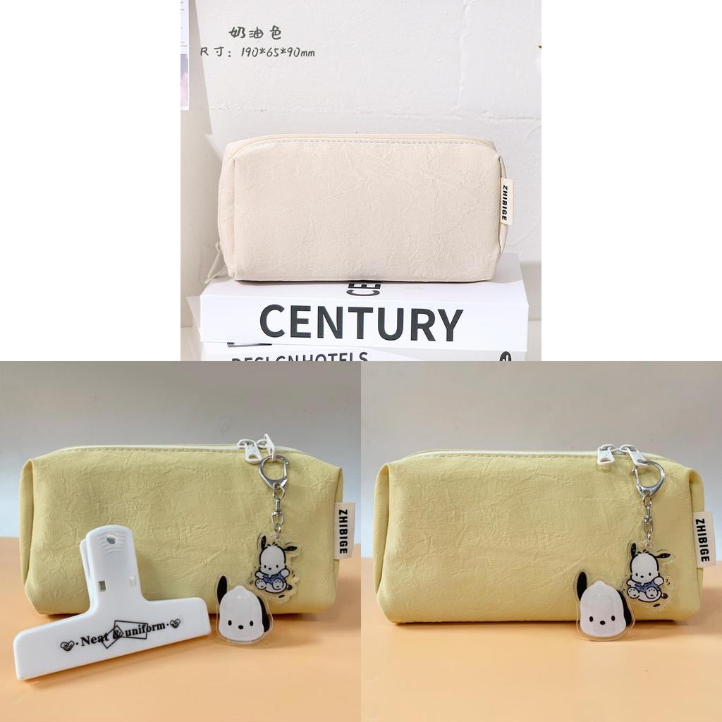 Classic Leather Waterproof Pencil Case With Large Capacity For Girls And Students