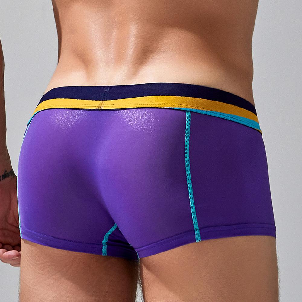 Men's Low Rise Ice Silk Boxer Briefs Quick Dry Athletic Underwear Breathable Sport Trunks for Men