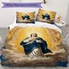 Muster der Jungfrau Maria Bettwäsche Steppset Steppdecke Kissenbezug Heimdekoration Geburtstagsgeschenk (1 Bettbezug + 2 Kissenbezüge (ohne Füllung))