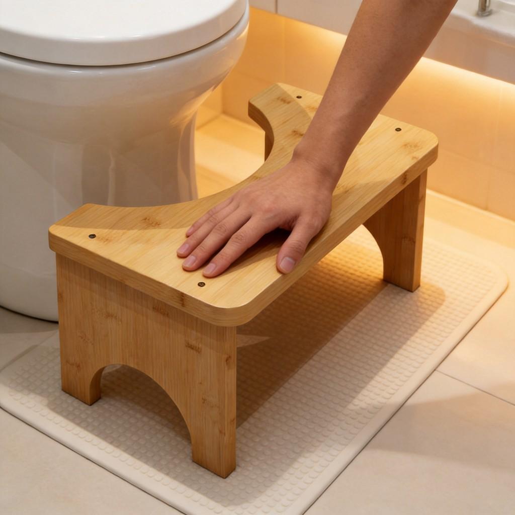 Sgabello per WC Standard per Adulti e Bambini Ausilio per Bagno in Materiale Legnoso