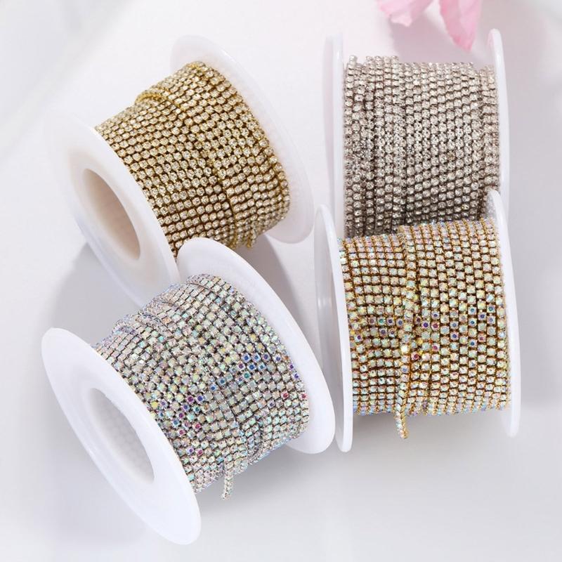 Rhinestones Close Chain Sew On Glass Rhinestones Trim Rhinestones Chain Rhinestones Cup Chain for DIY Craft Decorations