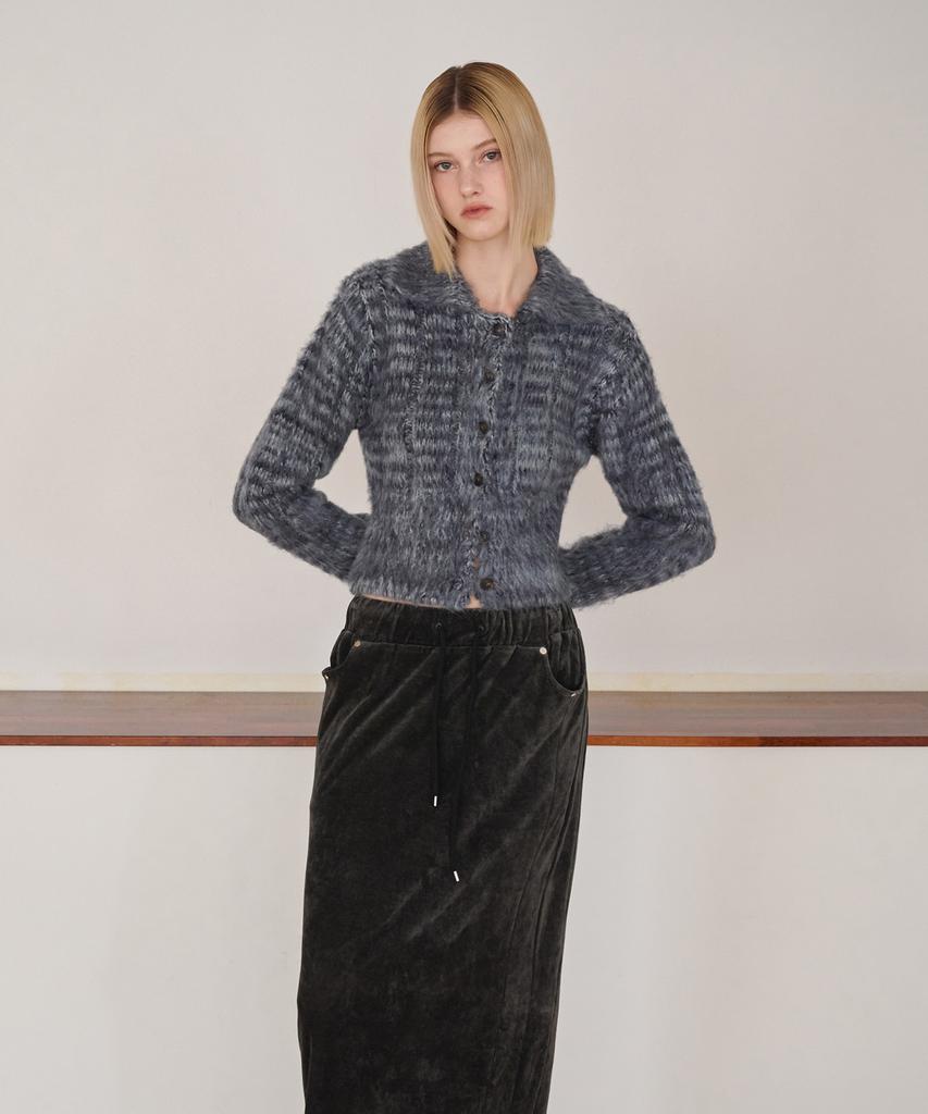 Etmont Velvet Banding Logo Skirt, Charcoal