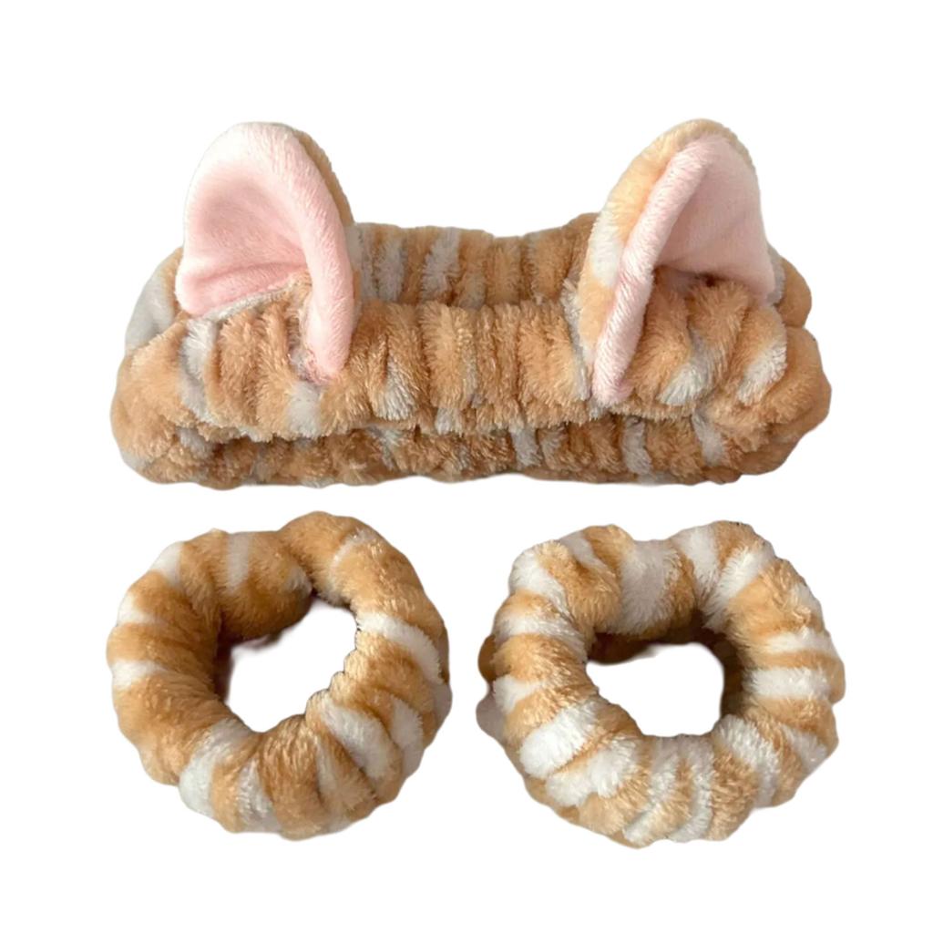 Popular Furry Plush Hairband and Wrist Wash Band for Female Everyday Use Face Washing Makeup Mask Application Headwear