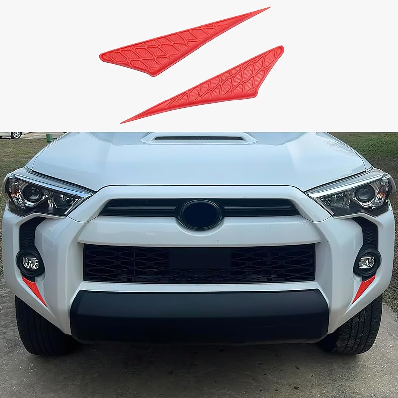 Front Fog Light Decals Compatible with 2014-2024 Toyota 4Runner Accessories Front Bumper Grill Trim ABS Plastic Material (Black) красный