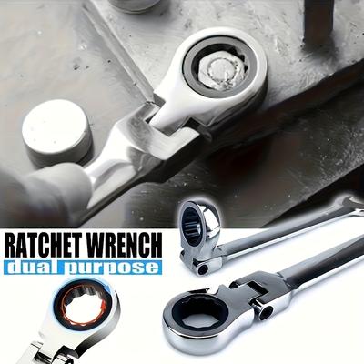 A Dual-Purpose Adjustable Wrench with a Flexible Head - Versatile, Made of Chrome Vanadium Steel, High Torque, Suitable for Automotive Repairs