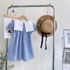 Sukienka dziewczęca w stylu preppy, dziecięca sukienka księżniczki, spódnica z marynarskim kołnierzem
