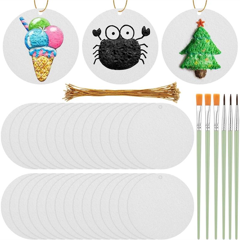 

For Crafts Arts Decoration Paper- Foam Texture-Paper With Paint Brushes And Hanging Wire(30 Pcs), For Kids 3D Art Sponge Papers