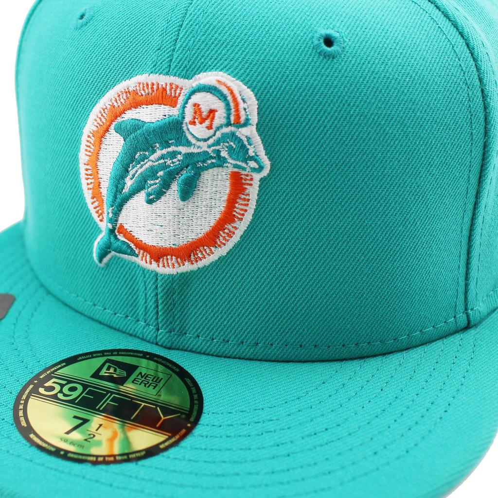 [New Era] Cap 59FIFTY Miami Dolphins NFL SUPER BOWL XIX PINK BOTTOM FITTED CAP TEAL MIAMI DOLPHINS Super Bowl Hat 5950 758 [Used]