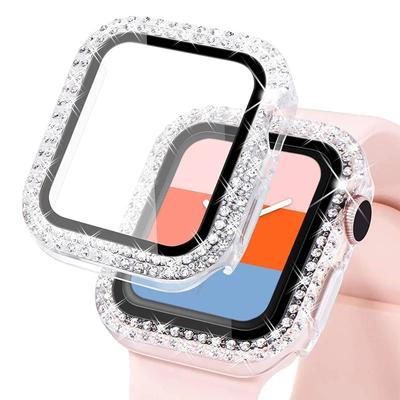 Bling Glass+Cover For Apple Watch Case 44mm 45mm 41mm 40mm 44 Mm Diamond bumper+Screen Protector Apple Watch Series 9 8 7 5 6 SE