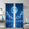 Flat Printing Ocean Starry Design Theme Doorway Curtain Lightweight Perfect Creating Serene Atmosph With Rod Pocket Polyester