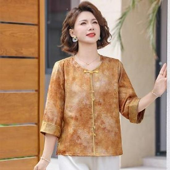 2026 Spring Chic Seven-Sleeve Plus Size Top for Middle-Aged Women XL
