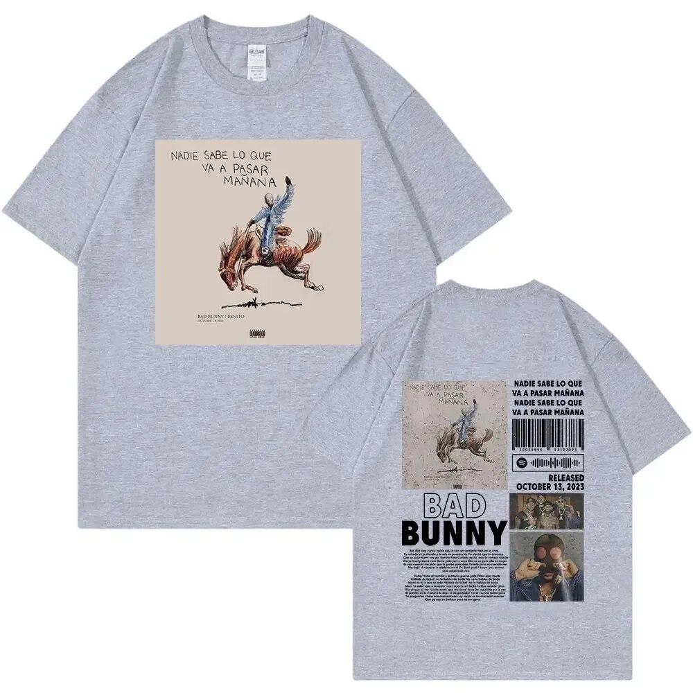

Репер Bad Bunny Nadie Sabe Lo Que Va A Pasar Mañana Album Tee Унісекс Жіноча бавовняна футболка Футболка з коротким рукавом Футболки великого розміру S