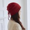Cashmere autumn and winter new warm knitted drawstring stacking hat ear protector wool bag head cold hat
