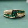 Vintage Elegant Oval Green Synthetic Zirconia Wedding Band For Women Fashion Metal Gold Plated Ring Banquet Jewelry