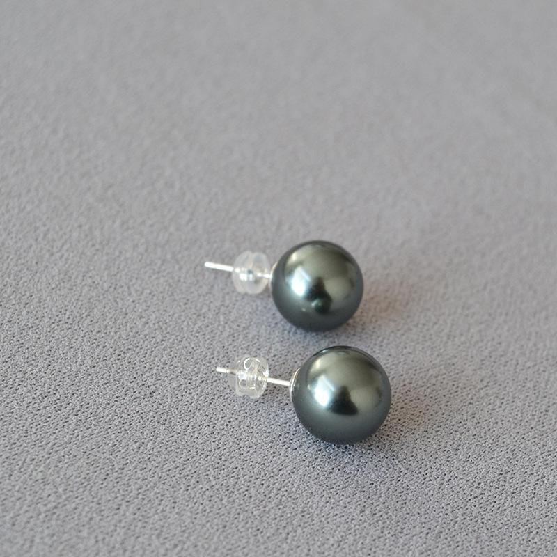 Retro Tahiti Style High-Luster Pearl Stud Earrings with 925 Silver Needle
