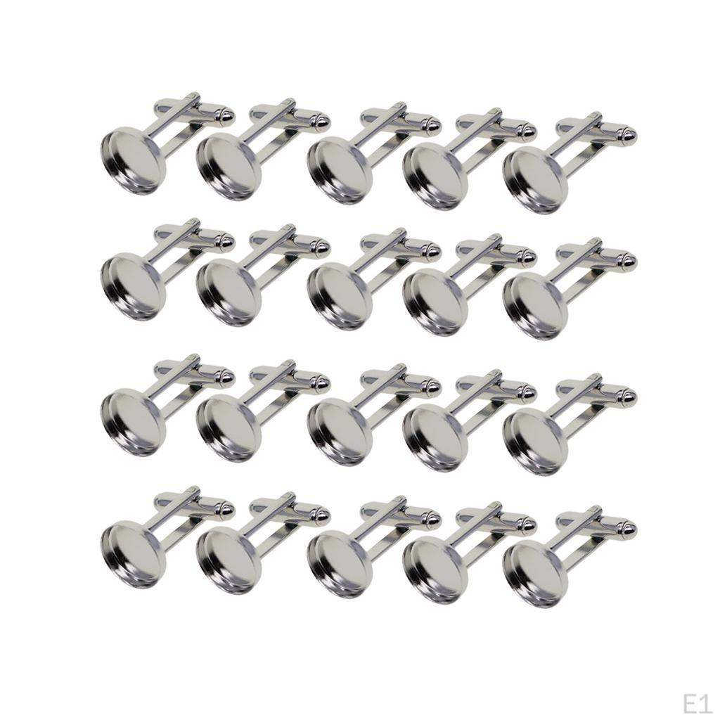 20 Rohlinge Fassungen Basis Pad 12mm Cabochon Lünetten Manschettenknöpfe
