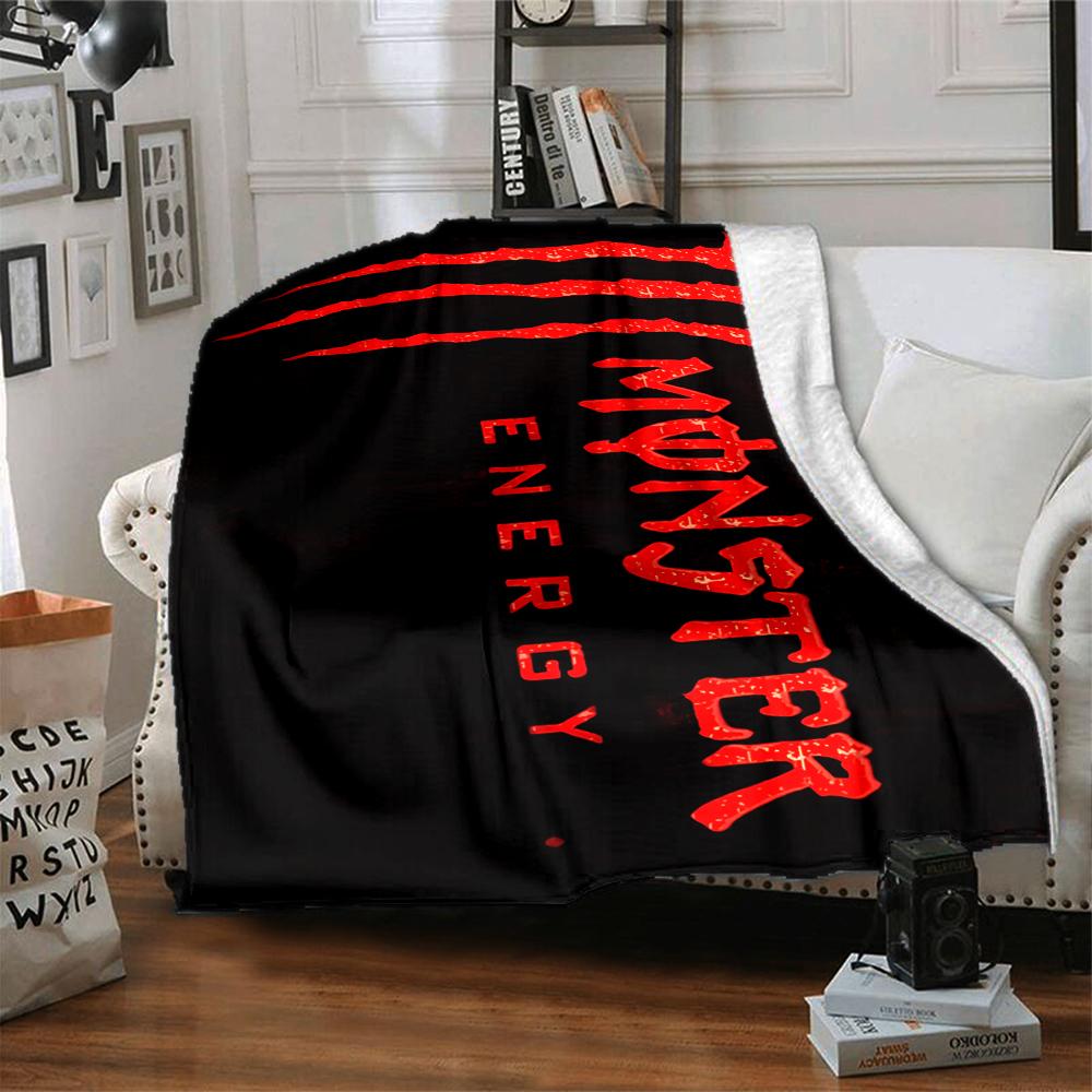 1Pc Monster Energy Logo Flannel Fleece Blanket Soft Warm Throw Blanket for Sofa Bed Couch Home Decor Lightweight Travel Nap Blanket Xmas Gift Q1805