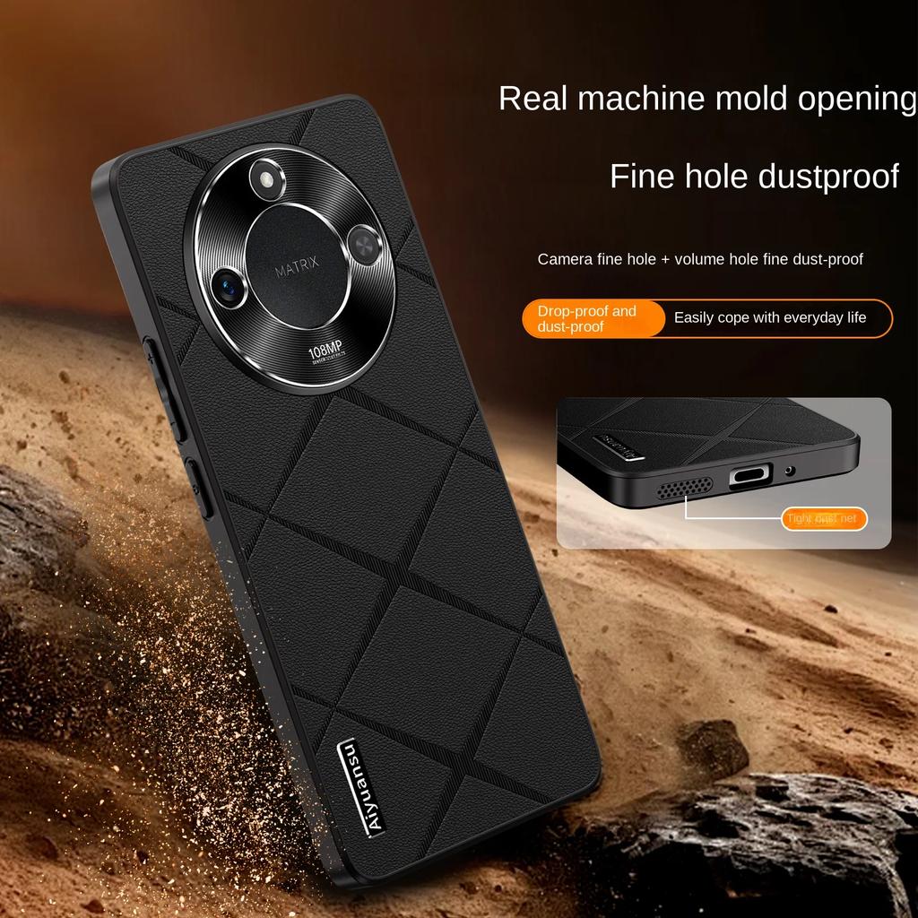 For Honor X60 X60 Pro X60 GT high-luxury vegan leather metal lens protection anti-drop and anti-fingerprint phone case