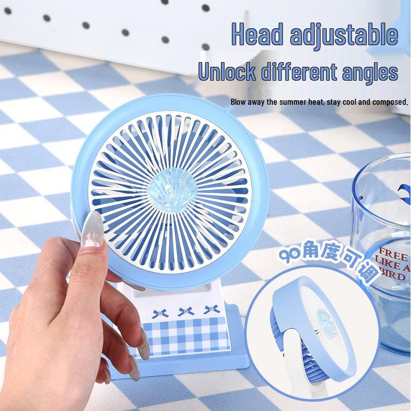 Portable USB Rechargeable Cartoon Fan for Dorms, Offices, and Outdoors