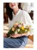 Women's Elegant Apricot Embroidered Cotton Long Sleeve Shirt with Wood Ear Collar - 2026 Spring Collection